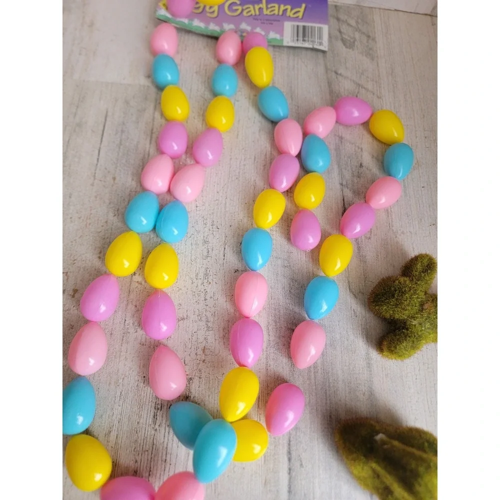 Easter mini grass bunny egg Blowmold garland home decor spring set decor